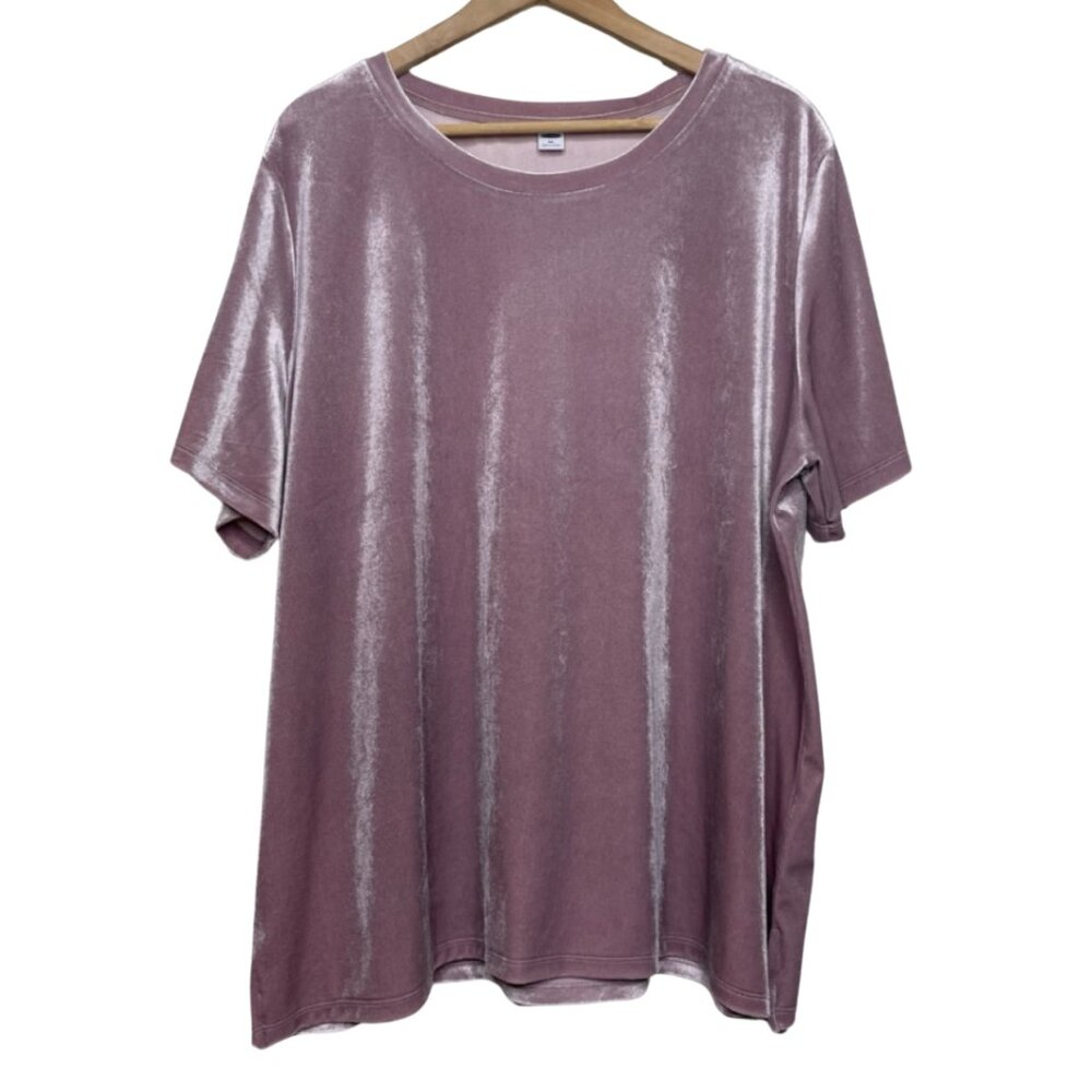 OLD NAVY | Mauve Pink Short Sleeve Crew Neck Velour Tee T Shirt | Size XXL